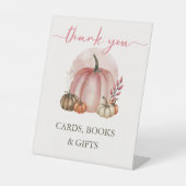 Roze Sweet Pumpkin Baby Meisje Douche Kaart Boek G Reclamebord Met Voetstuk (Voorkant)