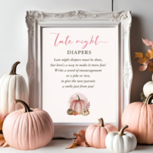 Roze Sweet Pumpkin Baby shower Late Night Luiers Poster