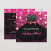 Roze Sweet Sixteen Black Dress Birthday Uitnodigin Kaart (Voorkant / Achterkant)