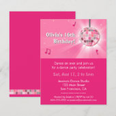 Roze Sweet Sixteen Disco Dans Verjaardagsfeestje Kaart (Voorkant / Achterkant)