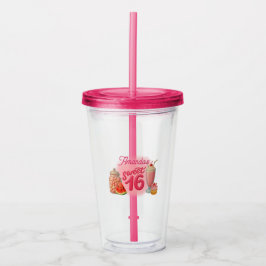 Roze Sweet Sixteen Drinkglas Acryl Drinkbeker