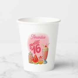 Roze Sweet Sixteen Papieren Bekers