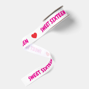 Roze Sweet Sixteen Rode Harten Grosgrain Lint