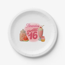 Roze Sweet Sixteen Verjaardag Papieren Borden Bordje