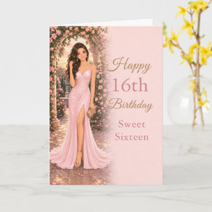 Roze Sweet Sixteen Verjaardagskaart Kaart