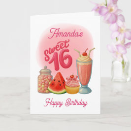 Roze Sweet Sixteen Verjaardagskaart Kaart