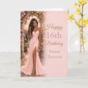 Roze Sweet Sixteen Verjaardagskaart Kaart