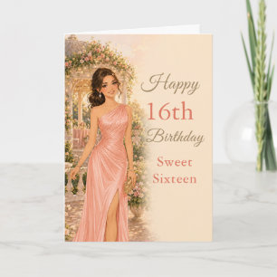 Roze Sweet Sixteen Verjaardagskaart Kaart