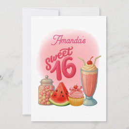 Roze Sweet Sixteen Verjaardagsuitnodiging Kaart