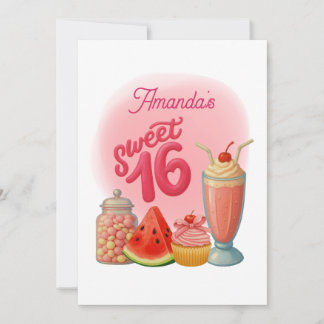 Roze Sweet Sixteen Verjaardagsuitnodiging Kaart