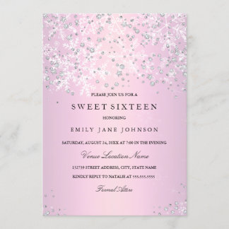 Roze Sweet Sixteen Winter Wonderland Sneeuwvlokken Kaart