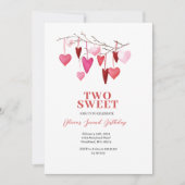 Roze Sweet Two Valentijn Hartballon Verjaardag Kaart (Voorkant)