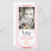 Roze - Sweet - Winkel Lollipop - Uitnodiging op fe (Voorkant / Achterkant)