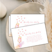 Roze Sweetheart Champagne Boeken voor Baby shower Informatiekaartje