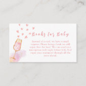 Roze Sweetheart Champagne Boeken voor Baby shower Informatiekaartje (Voorkant)
