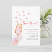 Roze Sweetheart Champagne Valentijns Baby shower Kaart (Staand voorkant)