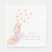 Roze Sweetheart Champagne Valentijns Baby shower Servet (Voorkant)