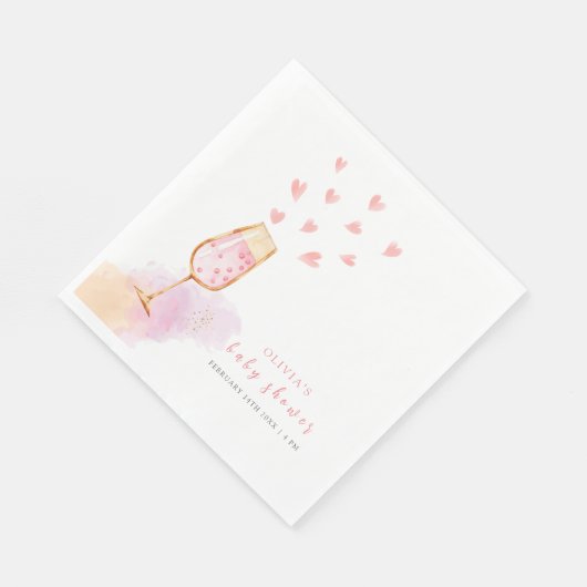 Roze Sweetheart Champagne Valentijns Baby shower Servet (Hoek)