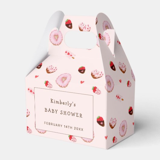 Roze Sweetheart Donuts Valentijns Baby shower Bedankdoosjes (Voorkant Zijde)