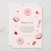 Roze Sweetheart Donuts Valentijns Baby shower Bedankkaart (Voorkant)