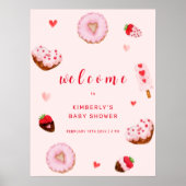 Roze Sweetheart Donuts Welkom Baby shower Poster (Voorkant)