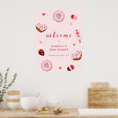 Roze Sweetheart Donuts Welkom Baby shower Poster (Keuken)