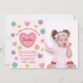 Roze Sweetheart Snoep Valentijn Verjaardagsfoto Kaart (Voorkant)