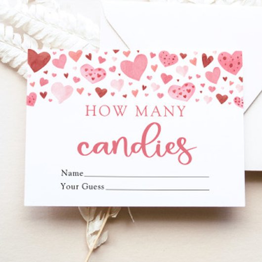 Roze Sweetheart Valentijn Hoeveel Snoepjes spel Kaart