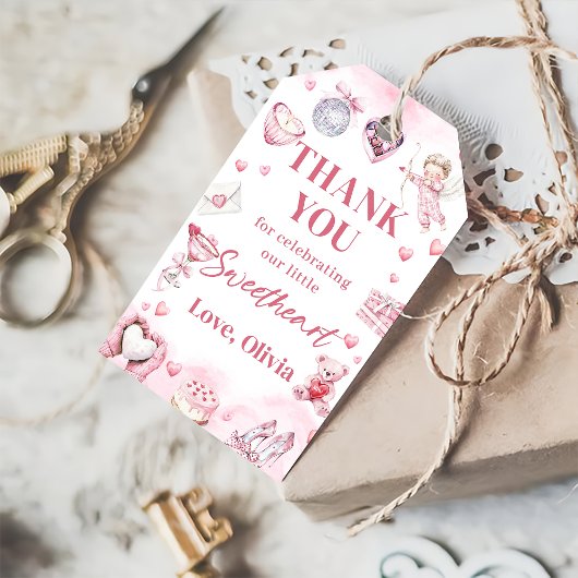 Roze Sweetheart Valentijn Verjaardag Gift Label Cadeaulabel