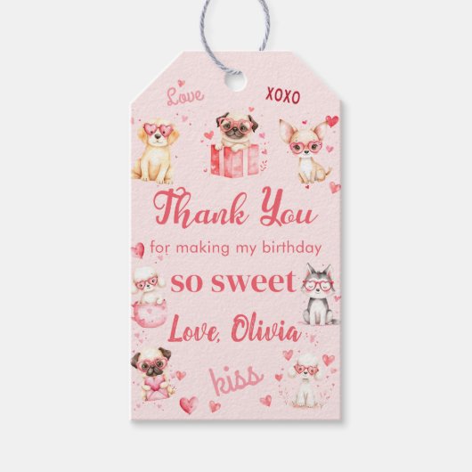 Roze Sweetheart Valentijn Verjaardag Gift Label Cadeaulabel (Voorkant)