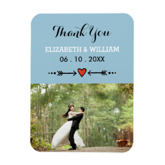 Roze Sweethearts & Arrows Blauwe Bruiloft Dank u Magneet