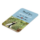 Roze Sweethearts & Arrows Blauwe Bruiloft Dank u Magneet (Linkerzijde)