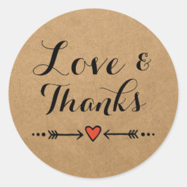 Roze Sweethearts & Arrows Bruiloft Liefde & Bedank Ronde Sticker