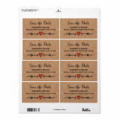 Roze Sweethearts & Arrows Burlap Save the Date Etiket (Full Sheet)