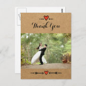 Roze Sweethearts & Arrows Country Dank je 2 Briefkaart (Voorkant / Achterkant)