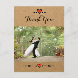 Roze Sweethearts & Arrows Country Dank je 2 Briefkaart