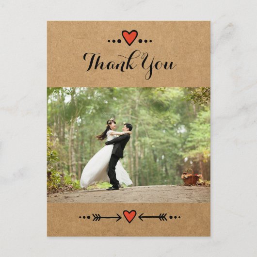 Roze Sweethearts & Arrows Country Dank je 2 Briefkaart (Voorkant)