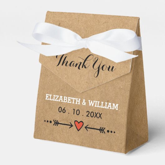 Roze Sweethearts & Arrows Rustic Wedding Dank je Bedankdoosjes (Voorkant Zijde)
