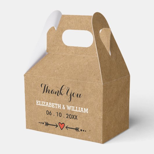 Roze Sweethearts & Arrows Rustic Wedding Dank je Bedankdoosjes (Voorkant Zijde)