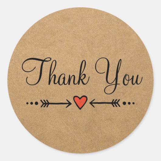 Roze Sweethearts & Arrows Rustieke Bedankt 1 Ronde Sticker (Voorkant)