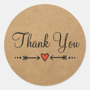 Roze Sweethearts & Arrows Rustieke Bedankt 1 Ronde Sticker