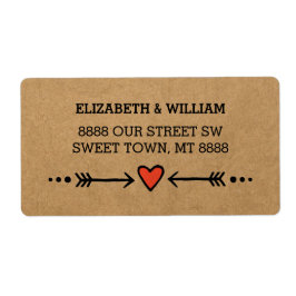 Roze Sweethearts & Arrows rustieke landelijke stij Etiket