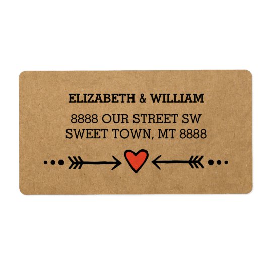 Roze Sweethearts & Arrows rustieke landelijke stij Etiket (Voorkant)