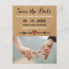 Roze Sweethearts & Arrows Verloving Bewaar de datu Aankondigingskaart