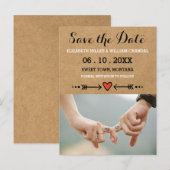 Roze Sweethearts & Arrows Verloving Bewaar de datu Aankondigingskaart (Voorkant / Achterkant)