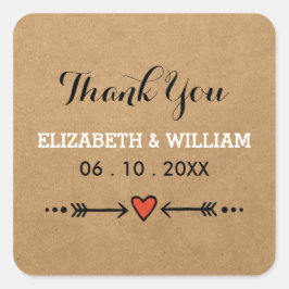 Roze Sweethearts & Arrows Vierkante bruiloft Dank  Vierkante Sticker