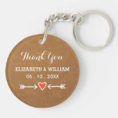 Roze Sweethearts & Arrows White Hartelijk dank Sleutelhanger (Achterkant)