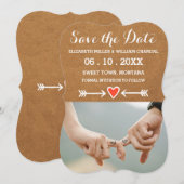 Roze Sweethearts & Arrows White Save the Date (Voorkant / Achterkant)