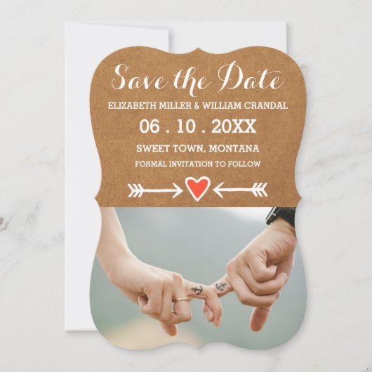 Roze Sweethearts & Arrows White Save the Date (Voorkant)