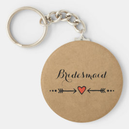 Roze Sweethearts en pijlen Rustic Bridesmaid's Gif Sleutelhanger